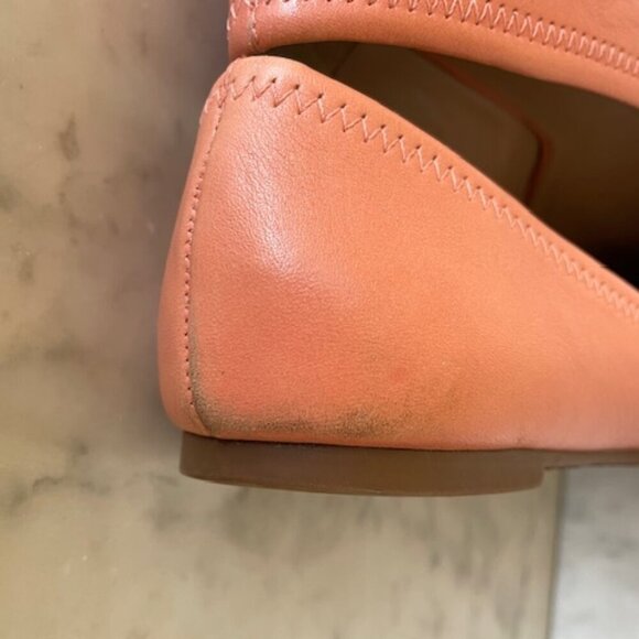 TORY BURCH Minnie Travel Ballet w/ Logo Soft Nappa Leather Sunshine 6 - Picture 15 of 17